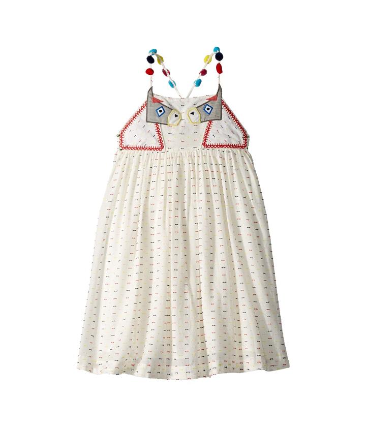 Stella Mccartney Kids - Pear Donkey Embroidered Dress W/ Pom Poms On Straps