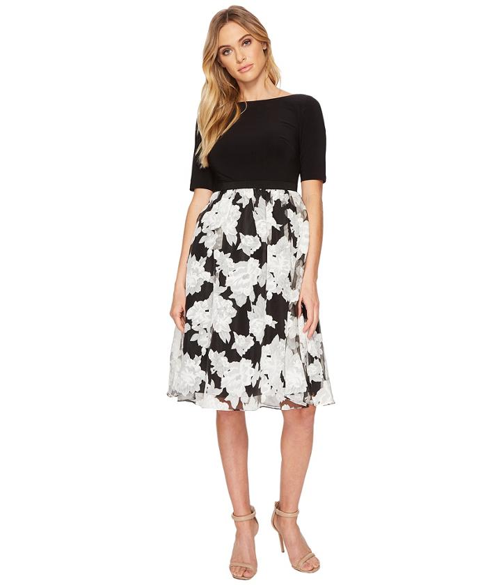 Adrianna Papell - Savannah Crinkled Organza Print Fit And Flare Dress