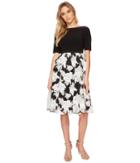 Adrianna Papell - Savannah Crinkled Organza Print Fit And Flare Dress