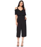 Maggy London - Crepe Cold Shoulder Cropped Jumpsuit