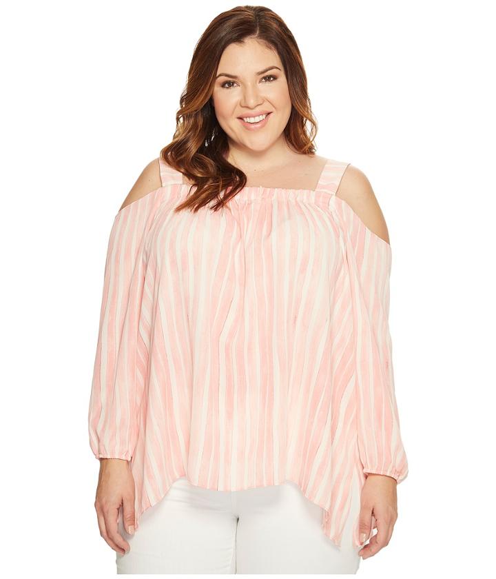 Vince Camuto Specialty Size - Plus Size Long Sleeve Graceful Phrases Cold-shoulder Drape Blouse