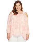 Vince Camuto Specialty Size - Plus Size Long Sleeve Graceful Phrases Cold-shoulder Drape Blouse