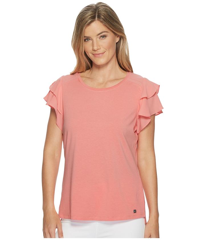 Ivanka Trump - Knit Tee W/ Georgette Ruffle Sleeve