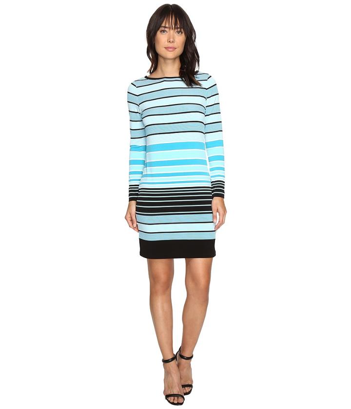 Michael Michael Kors - Abbey Stripe Long Sleeve Border Dress