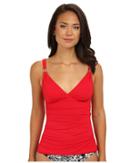 Lauren By Ralph Lauren Laguna Solids Shirred Surplice Tankini Top