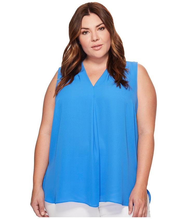 Vince Camuto Specialty Size - Plus Size Sleeveless V-neck Invert Pleat Blouse