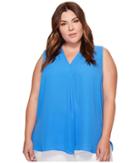 Vince Camuto Specialty Size - Plus Size Sleeveless V-neck Invert Pleat Blouse