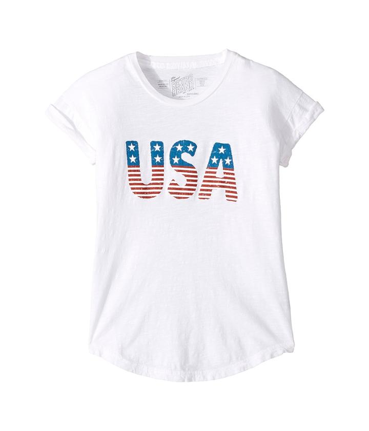 The Original Retro Brand Kids - Usa Stars And Stripes Crew Neck Tee