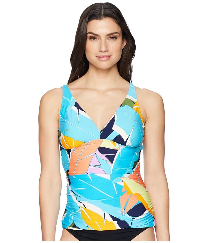 Jantzen - Bold Feather V-neck Tankini