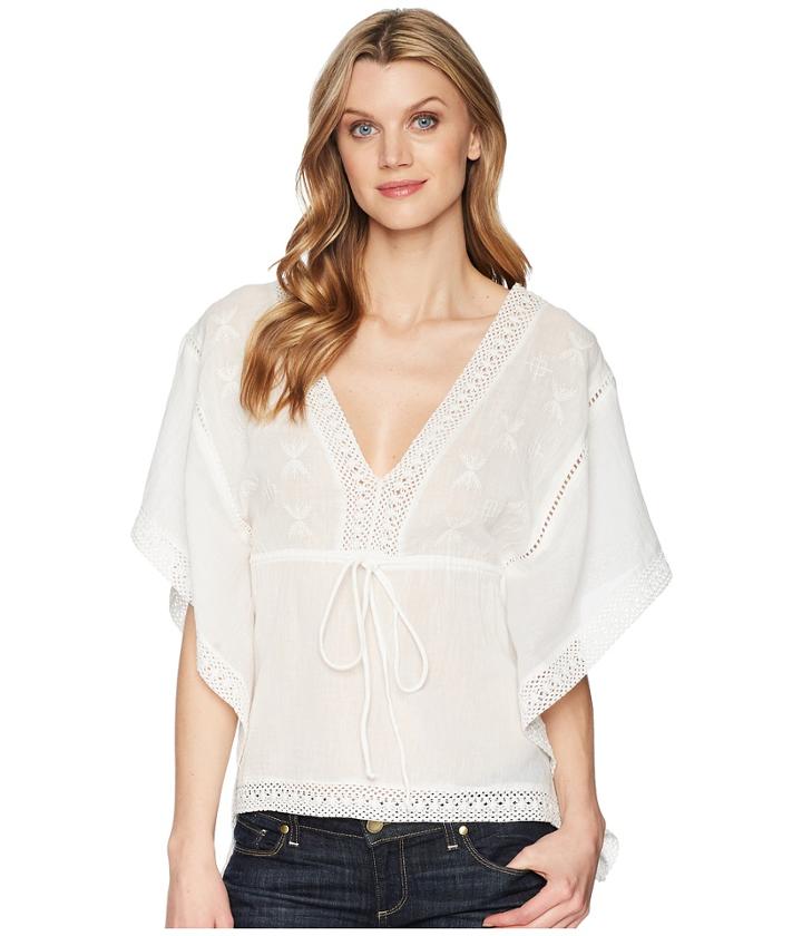 Roper - 1627 White Cotton V-neck Blouse