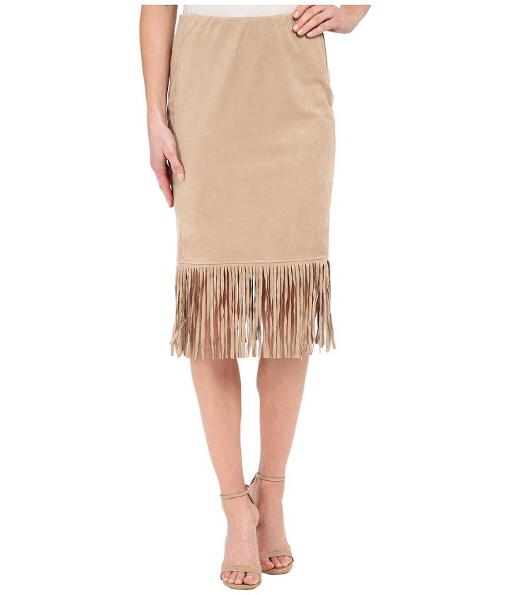 Bobeau - Faux Suede Fringe Skirt