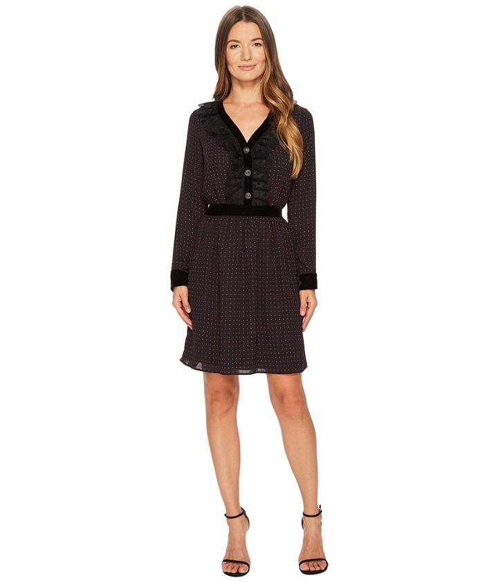 The Kooples - Long Sleeve Dress With A V-neck And Front Button