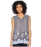 Dylan By True Grit - Ava Chambray Floral Stripe Sleeveless Blouse
