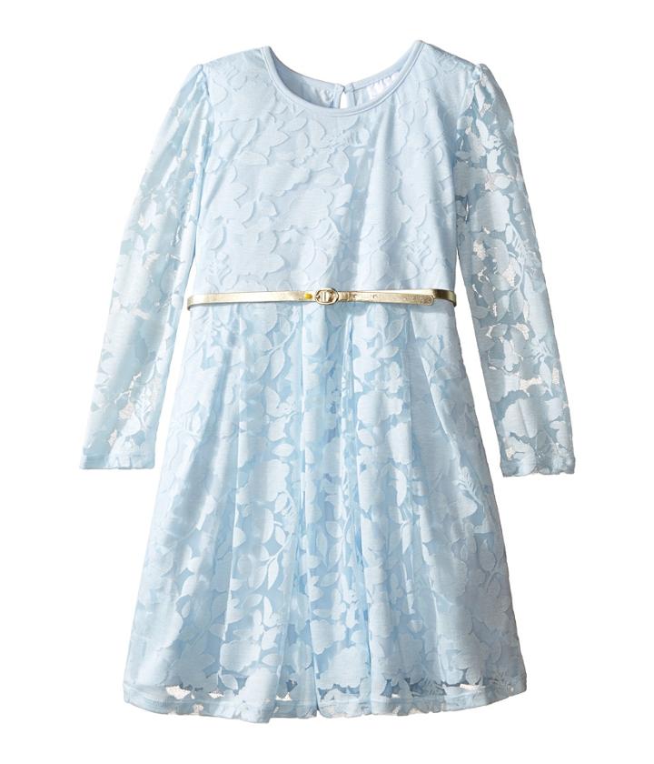 Kardashian Kids - Long Sleeve Burnout Dress With Metallic Belt