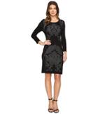 Laundry By Shelli Segal - 3/4 Sleeve Jacquard Sweater Dress With Embellishment