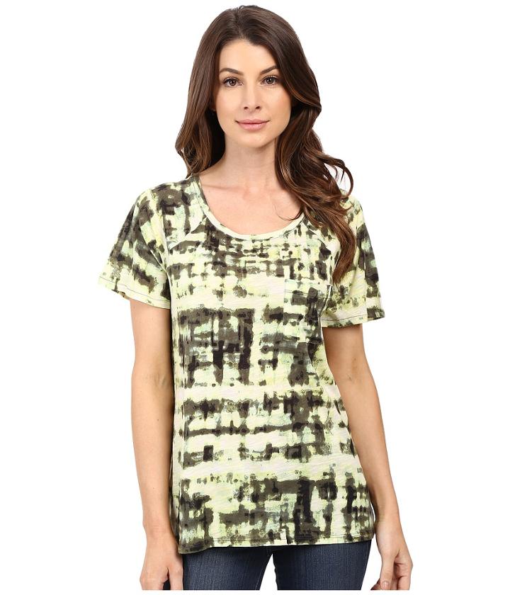 Calvin Klein Jeans - Short Sleeve Abstract Plaid Printed Raglan Slub Tee