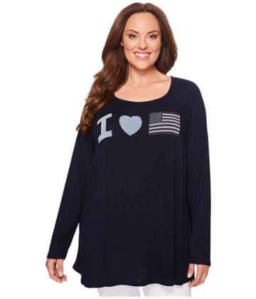 Allen Allen - Plus Size Heart Flag Tee