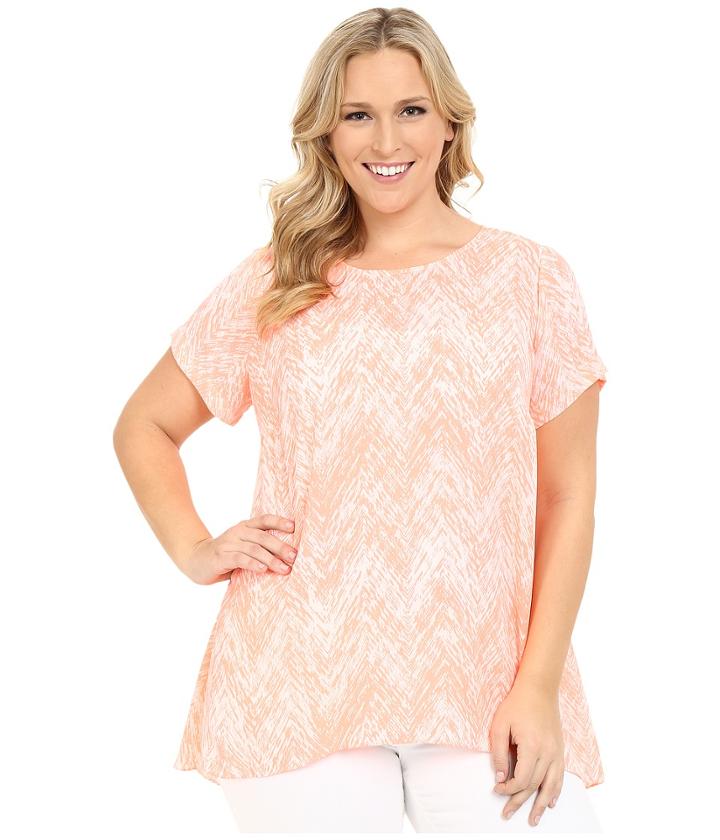 Vince Camuto Plus - Plus Size Short Sleeve Textured Vibe High-low Hem Blouse