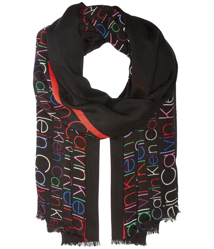 Calvin Klein - Multicolor Border Logo Scarf