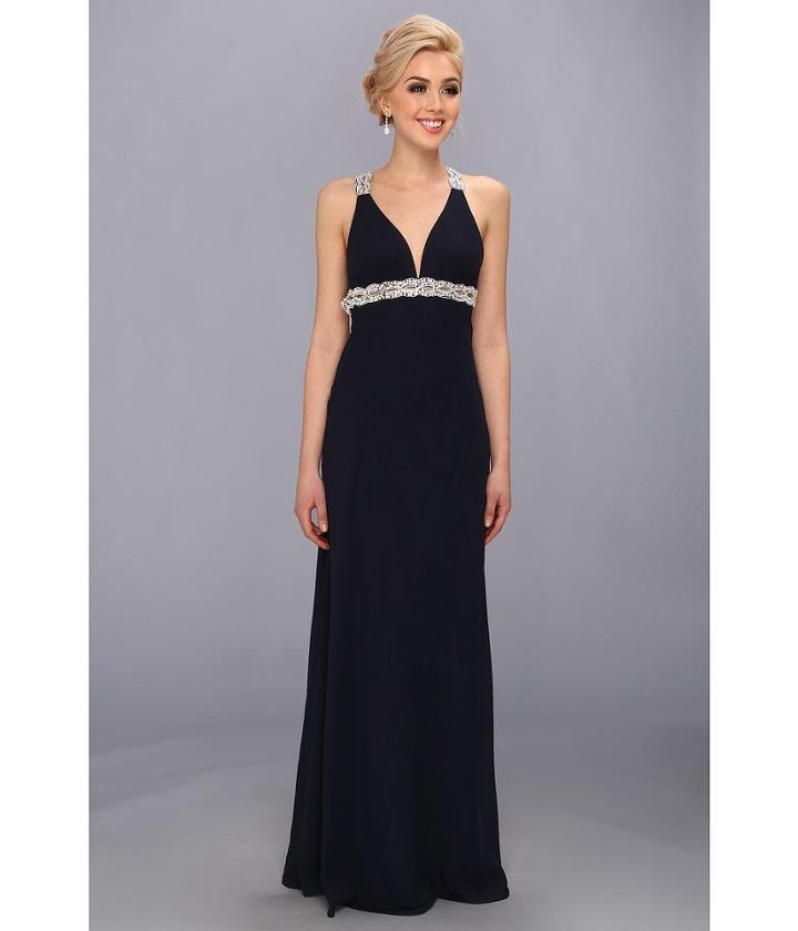 Faviana V-neck Chiffon Back Detail Dress 6120