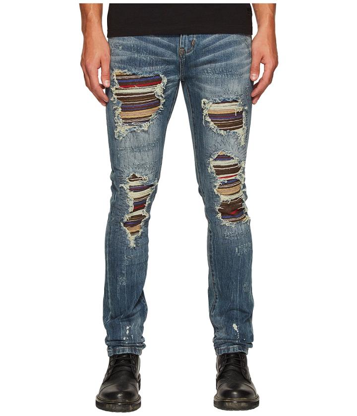 God's Masterful Children - Sotto Copertura Stripe Jeans In Blue