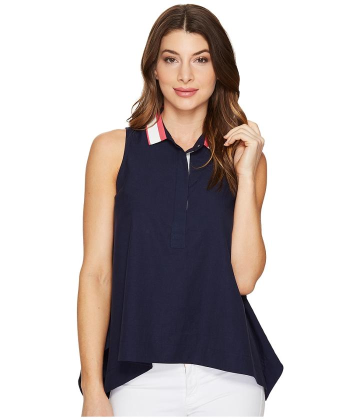 Lacoste - Sleeveless Cotton Twill Asymmetrical Hem Top