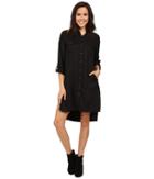 Blank Nyc - Long Black Button Down Dress Shirt In Night Life