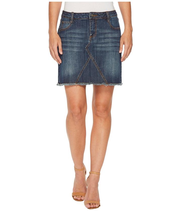 Stetson - Denim Five-pocket Skirt With Raw Edge Hem