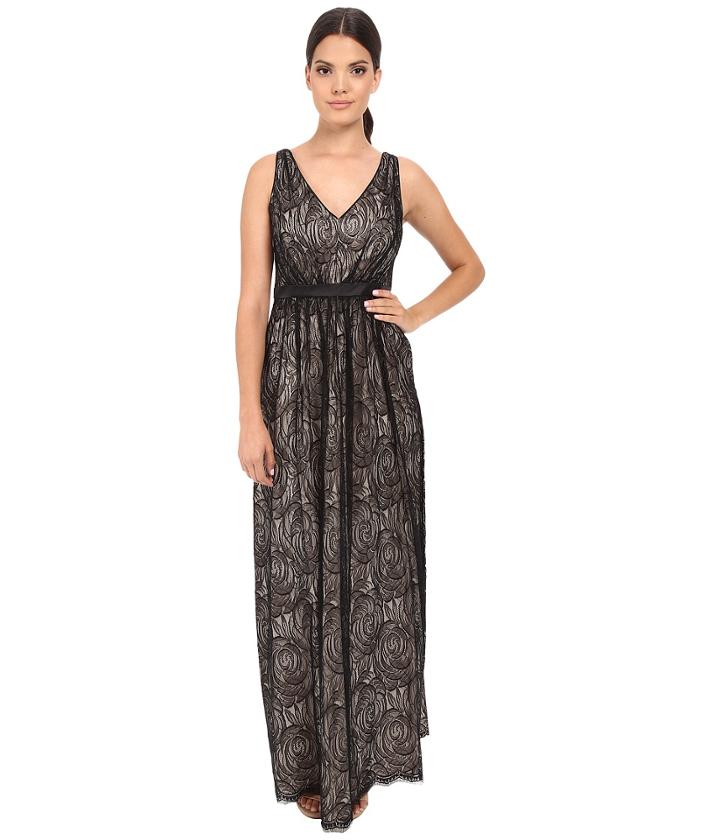 Adrianna Papell - Halter Lace Illusion Dress