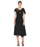 Zac Posen - Solid Crepe Short Sleeve Dress W/ Embroidery
