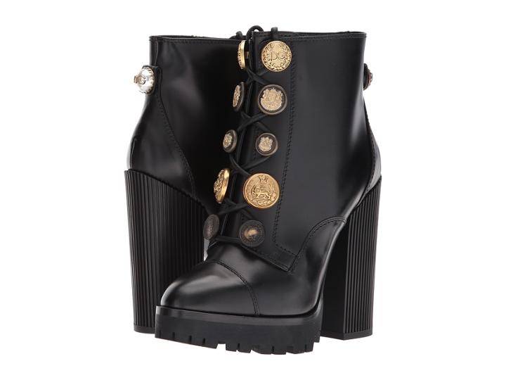Dolce &amp; Gabbana - Leather Bootie With Button Lace-up