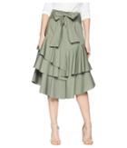 Vince Camuto - Tiered Ruffle Belted Poplin Skirt