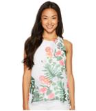 Vince Camuto Specialty Size - Petite Sleeveless Havana Tropical High-low Hem Blouse