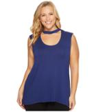 Vince Camuto Specialty Size - Plus Size Sleeveless Mock Choker Neck High-low Hem Top