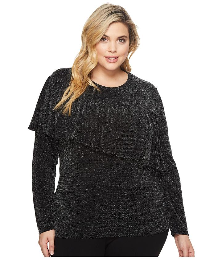 Michael Michael Kors - Plus Size Asymmetrical Ruffle Long Sleeve Top