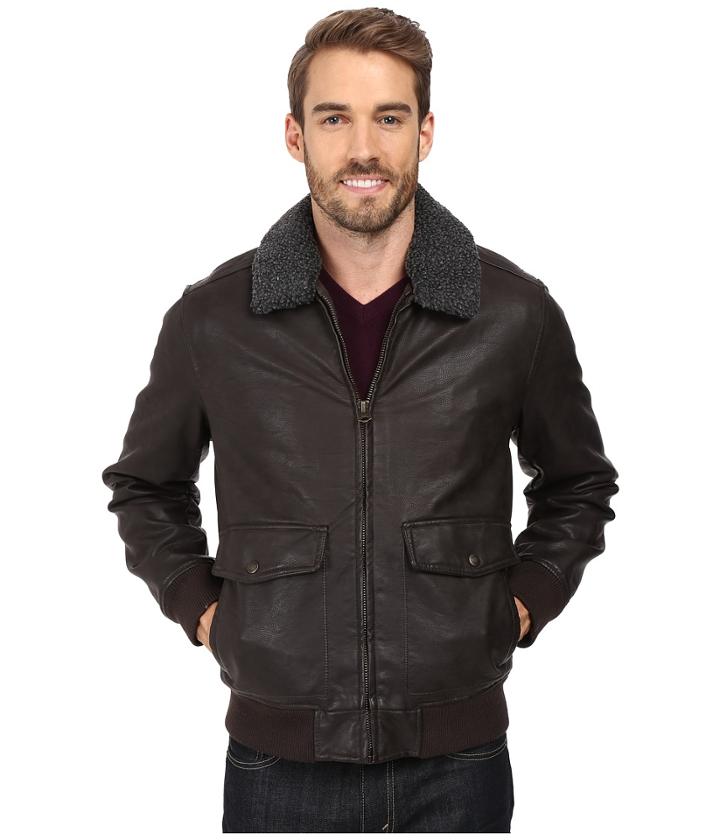 Dockers - Two-pocket Laydown Collar Aviator Bomber W/ Removable Sherpa Collar