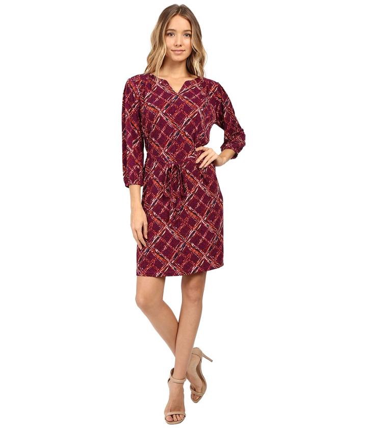 Christin Michaels - Kingsport Plaid Tie Waist Dress