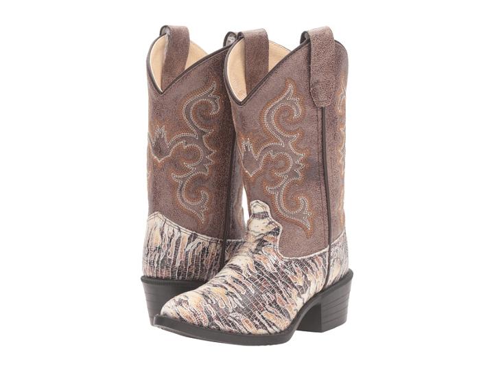 Old West Kids Boots - J Toe Lizard Print