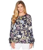Vince Camuto - Long Sleeve Flare Cuff Country Floral Blouse