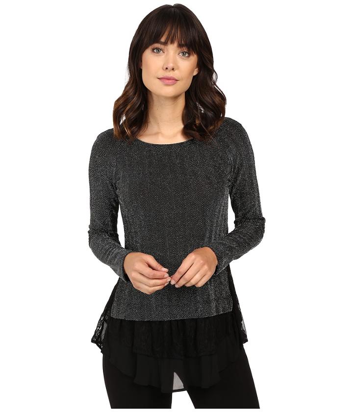 Karen Kane - Metallic Chevron Lace Inset Top