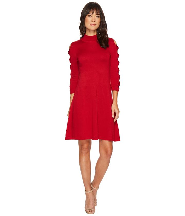 Cece - Bow Sleeve Mock Neck Sweater Dress
