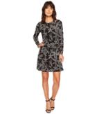 Ivanka Trump - Matte Jersey Printed Cut Out Shoulder Long Sleeve Dress