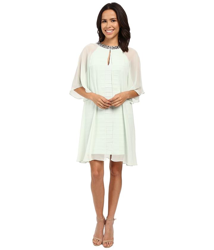 Adrianna Papell - Draped Sleeve Capelet Banded Dress