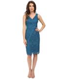 Nue By Shani - V-neck Lace Dress With Built In Shapewear