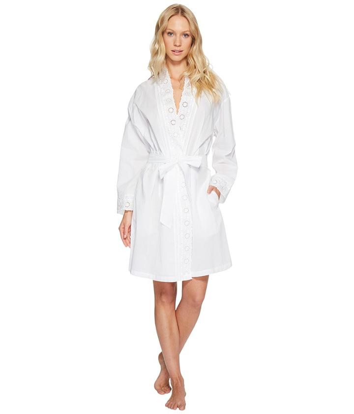 Eileen West - Cotton Embroidered Short Wrap Robe