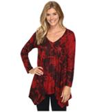 Nally &amp; Millie - Red Floral Print Shark Bite Tunic