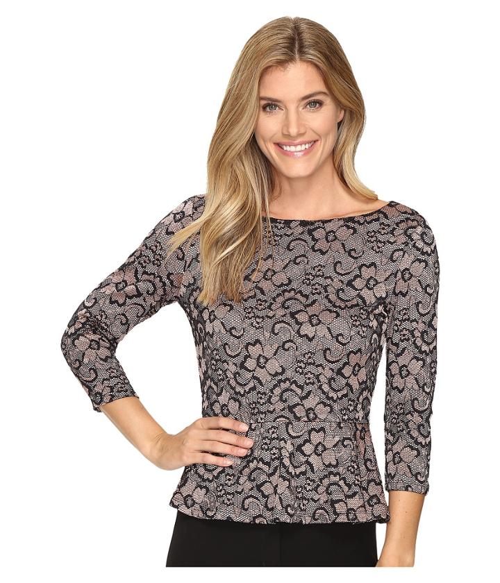 Ivanka Trump - Long Sleeve Lace Peplum Top