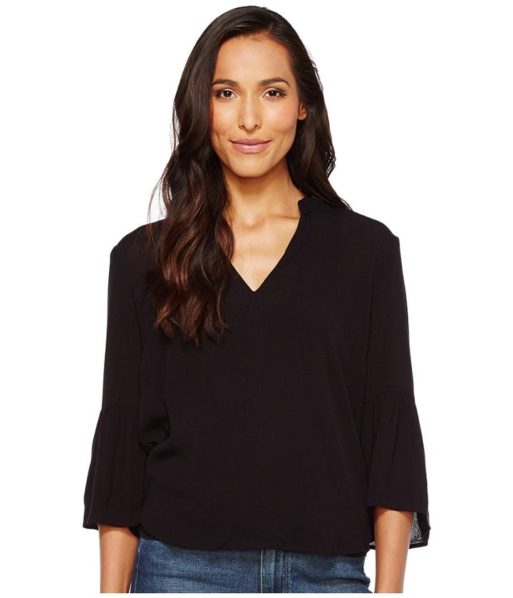 Splendid - Rayon 3/4 Ruffle Sleeve Button Down Top