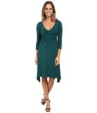 Mod-o-doc - Cotton Modal Spandex Jersey Braided Trim Empire Seamed V-neck Dress