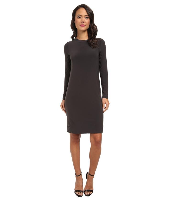 Kamalikulture By Norma Kamali Go Long Sleeve Crew Neck Dress